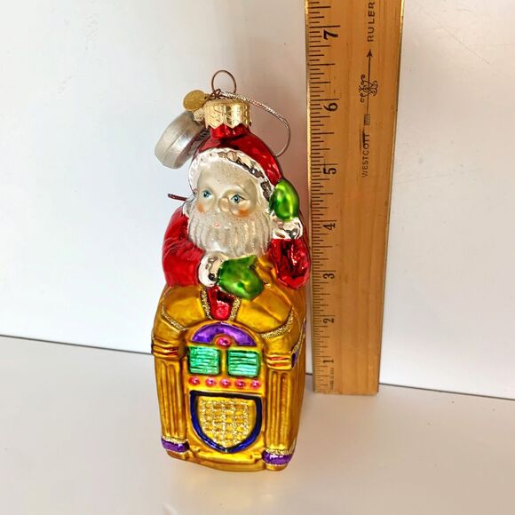 Department 56 Santa Juke Box Radio Blown Glass Christmas Ornament 7" - Picture 6 of 6